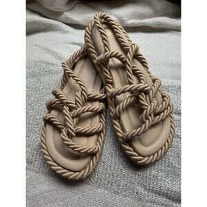 Rope Sandals Women's Size 7 Medium Width Beige Vegan